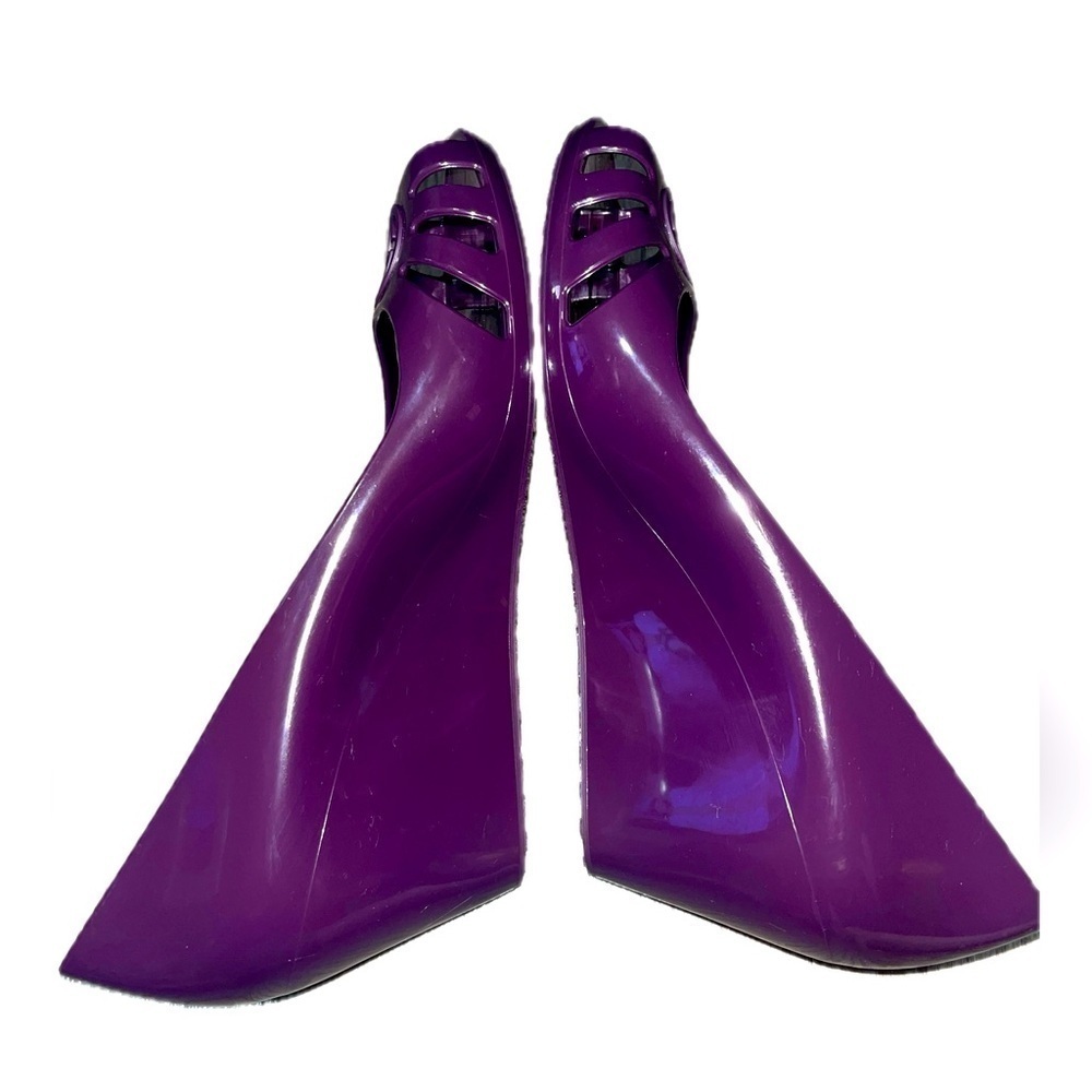 ๐ฎ NWOT Gucci Vintage Purple Rubber Marola Jelly Wedge Pumps Sz 37 - Picture 4 of 10